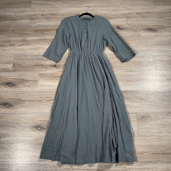 Jenni Kayne Dresses & Skirts - Jenni Kayne Women's Seersucker Shirt Dress Stripe Maxi 3/4 Sleeve Lined S Blue